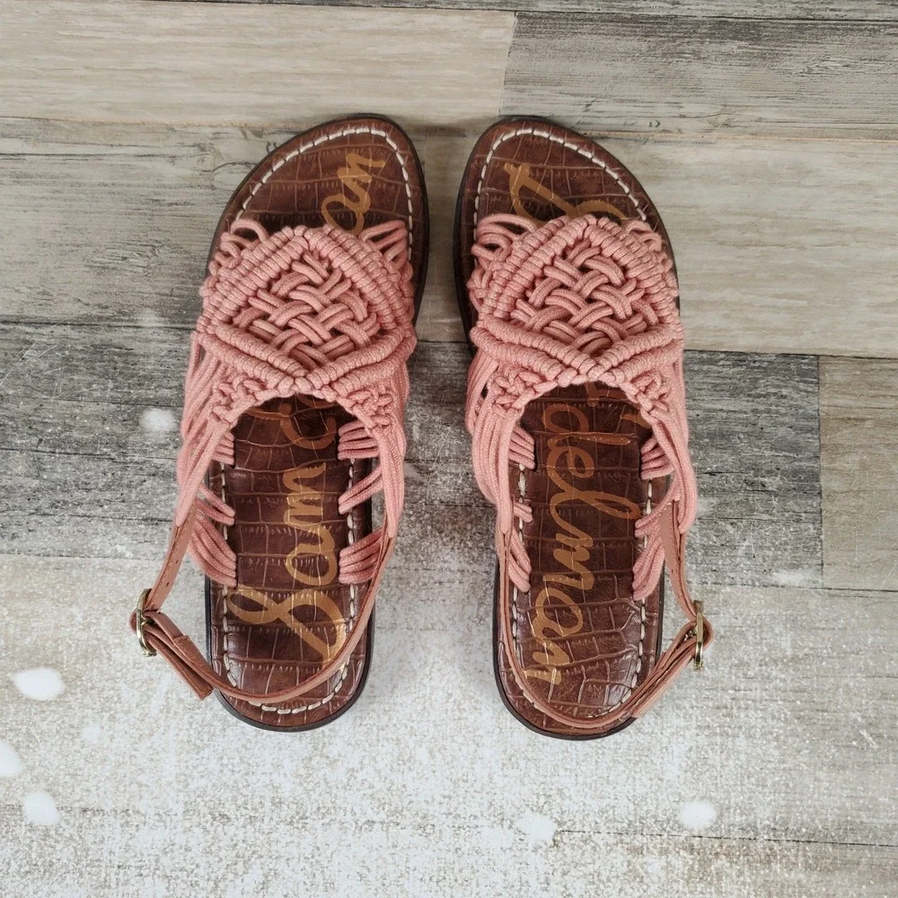 Sam Edelman Gus Kids Sandals Sz 2 Pink Braided‎ Fabric Upper Adjustable Strap